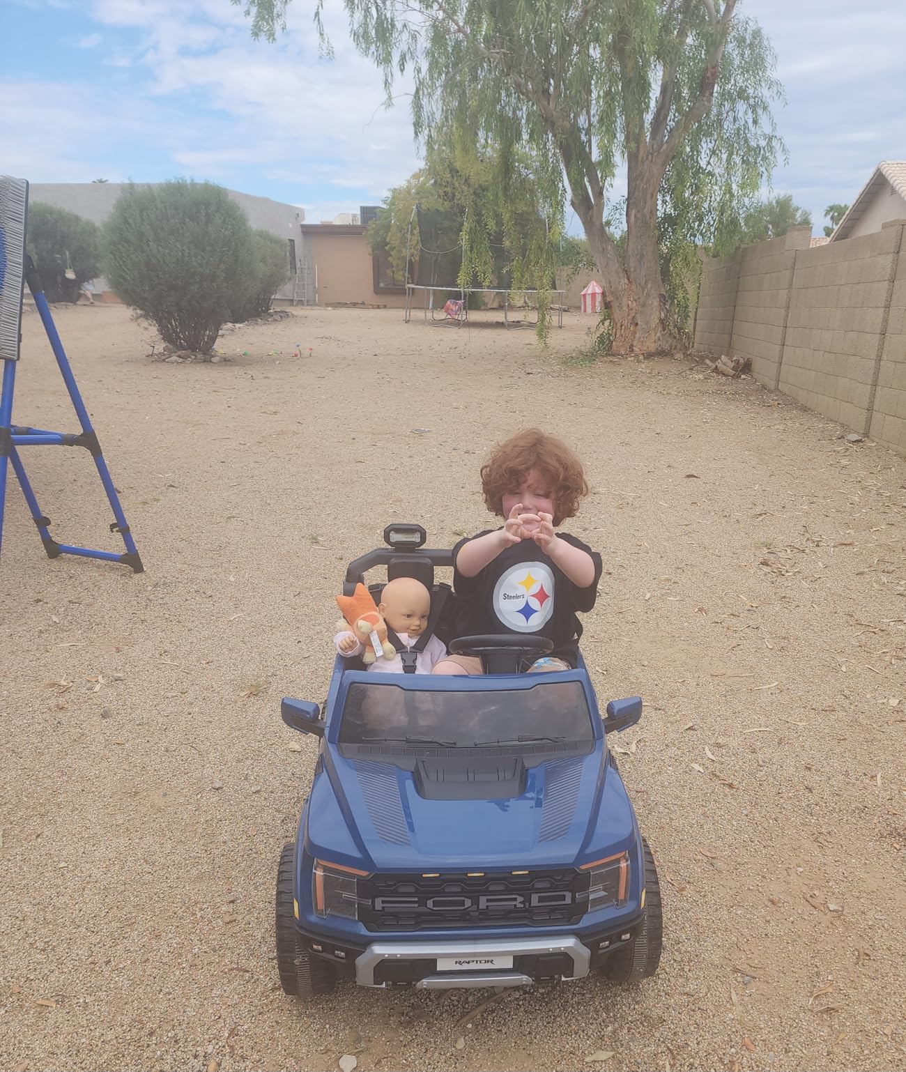 First Ride On 24V Kids Ride On Truck, Licensed Ford F-150 Raptor 2 Seater Electric Car w/Remote Control, Toddler Ride On Car Toys w/LED Lights, Bluetooth, Music, Truck Bed Storage, Soft Start (White) - Customer Photo 2