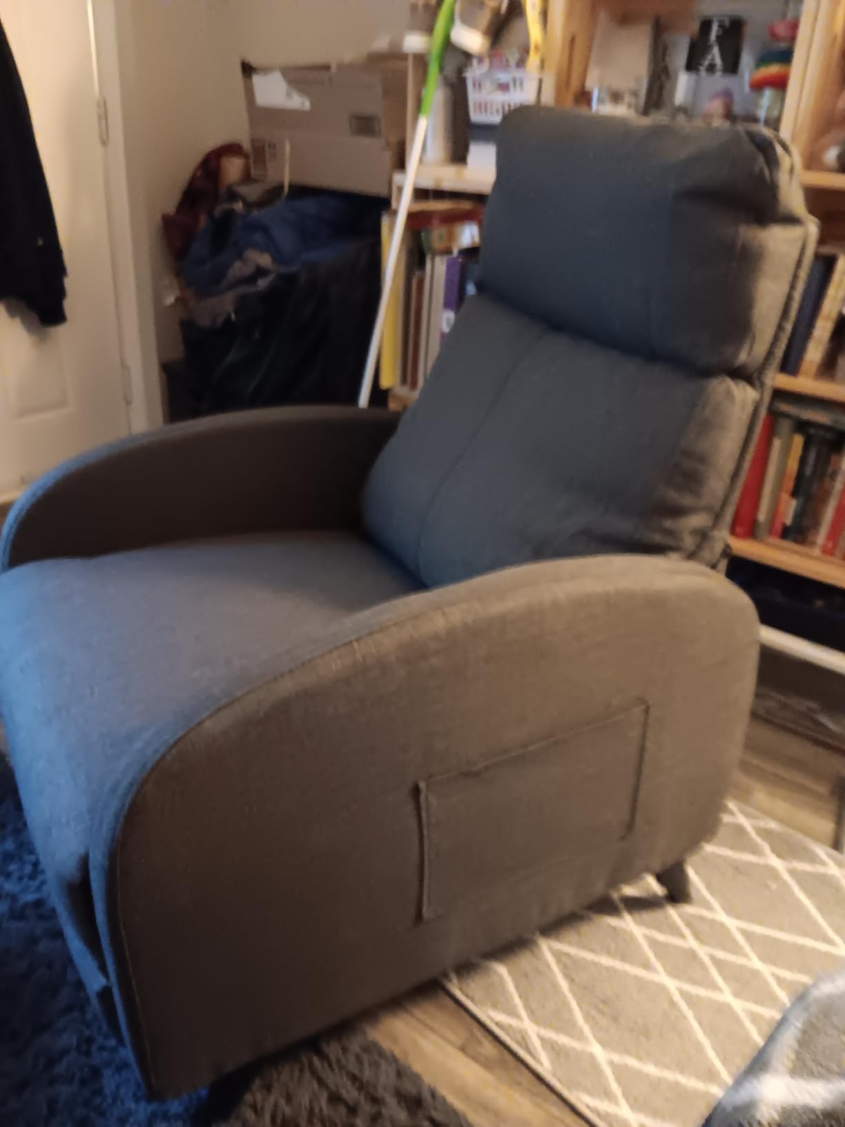 FLEXISPOT Small Recliner Chair for Adults, PU Leather Modern Recliner for Living Room, Comfortable Single Sofa with Adjustable Backrest & Padded Armrests for Bedroom Home Theater– Brown - Customer Photo 2