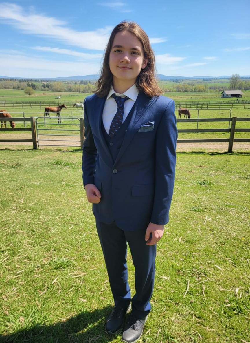 LUPURTY 3 Piece Suits for Men,Men's Suit Slim Fit,Business Solid One Button Wedding Tuxedo Blazer Vest Pants Set - Customer Photo 2