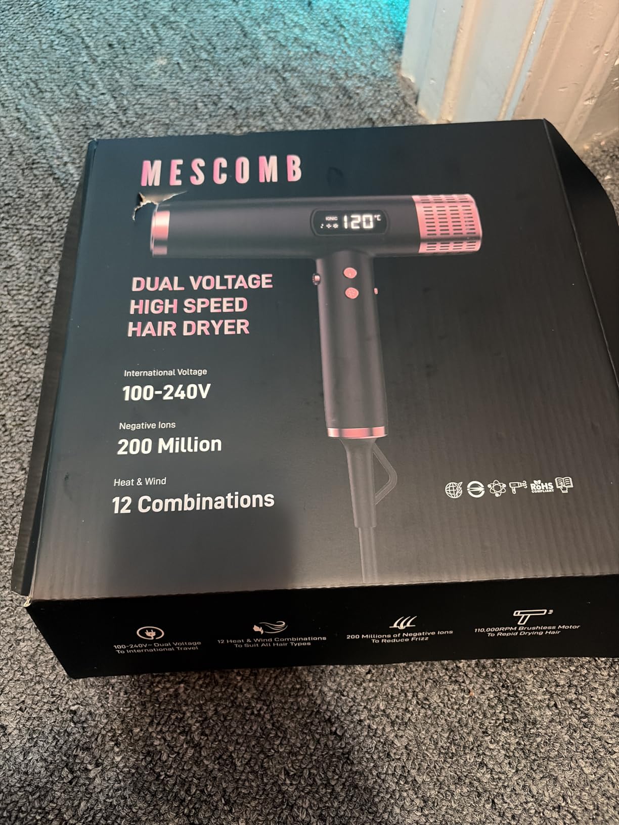 MESCOMB Dual Voltage Ionic Hair Dryer with Diffuser - Customer Photo 1