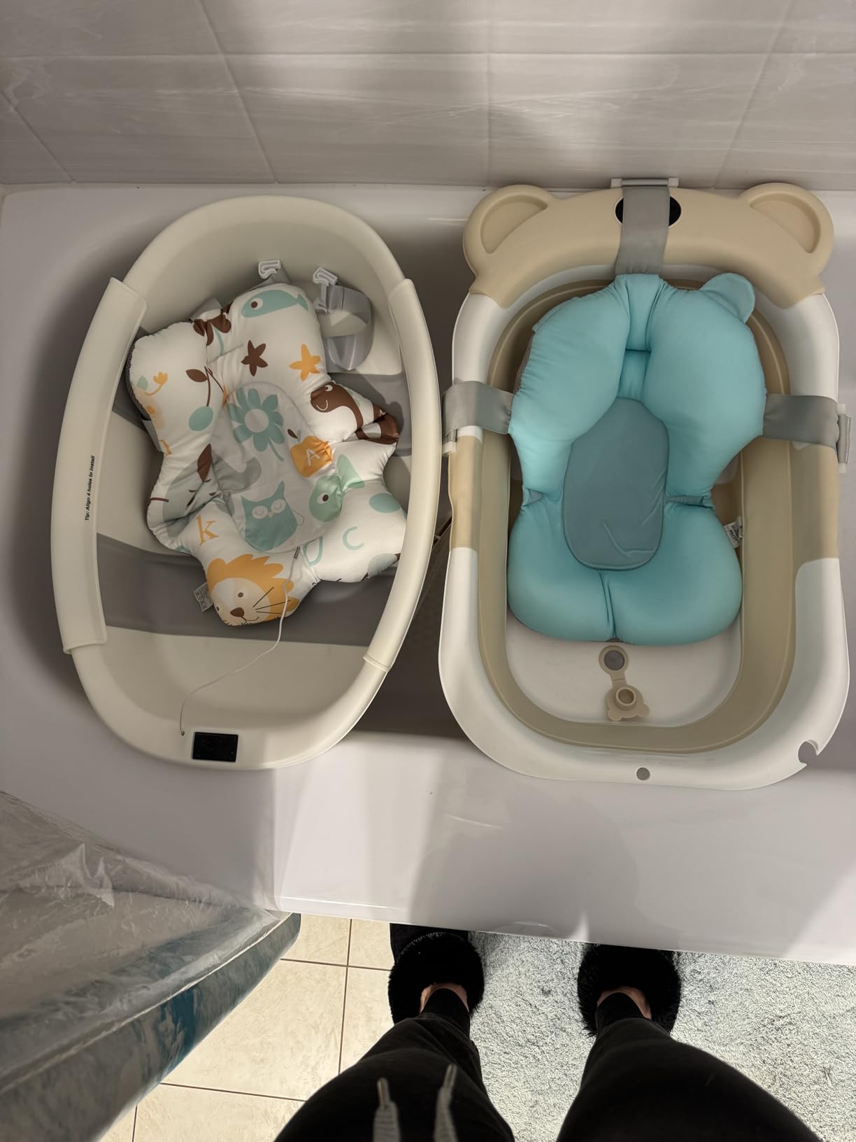 Collapsible Baby Bathtub - Large Baby Bath Tub with Thermometer & Cushion | Travel Portable Newborn Infant Bathtub | Foldable Toddler Bathtub for Baby 0 to 36 Months (Grey) - Customer Photo 3