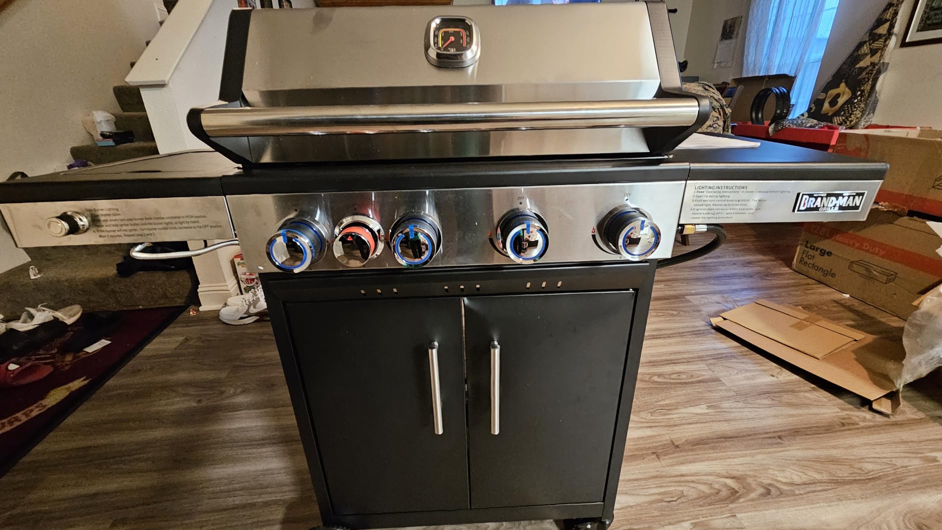 Brand-Man PRO 5-Burner Propane Gas Grill,14000 BTUs Searing Zone with Infrared-Mesh, Porcelain-Enameled Cast Iron Grates and Griddle, Side Burner & Natural Gas Convertible for Outdoor Barbecue Cooking - Customer Photo 2