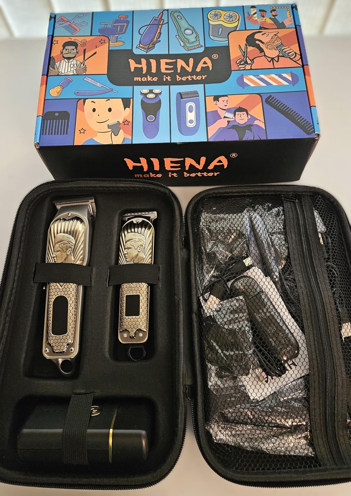 HIENA PRO Professional Hair Clippers for Men, Cordless Hair Clipper for Barber Clippers and Trimmer LED Haircut Set with Foil Shaver, Nose Trimmer, Rechargeable Clippers for Men - Customer Photo 1