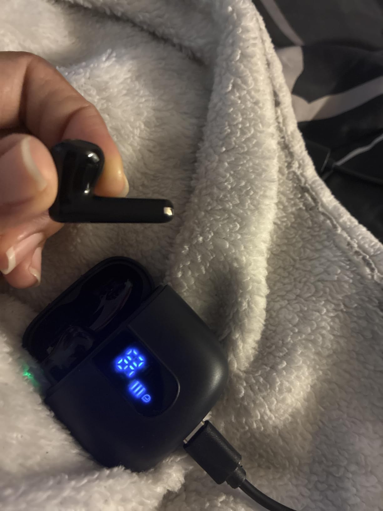 Wireless Earbuds, Bluetooth Headphones with Deep Bass Stereo, 48H Playback Ear Buds with LED Power Display, Lightweight, IPX7, in-Ear Earphones with Mic for iPhone/Android/iPad, Black Customer Review Wireless Earbuds, Bluetooth Headphones with Deep Bass Stereo, 48H Playback Ear Buds with LED Power Display, Lightweight, IPX7, in-Ear Earphones with Mic for iPhone/Android/iPad, Black - Customer Photo 2