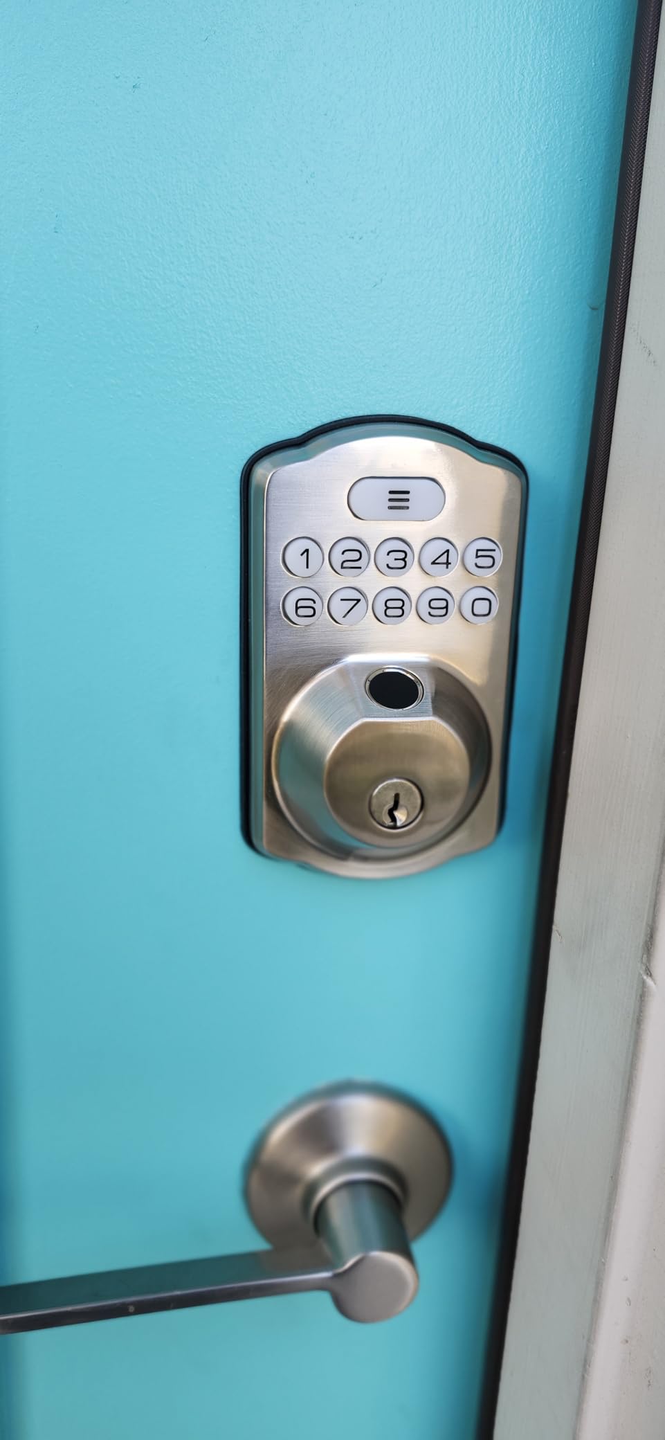 Veise VE012W Built-in WiFi Fingerprint Smart Lock, App Remote Control, No Hub Needed, Keyless Entry, Front Door Smart Deadbolt, Digital Keypad, Auto Lock, IP55 Waterproof, BHMA Grade 3, Satin Nickel - Customer Photo 1