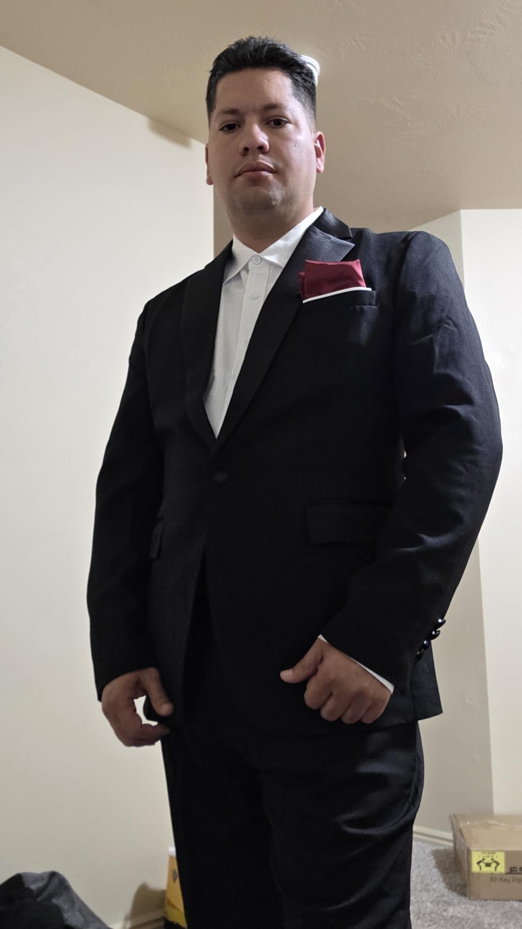 WULFUL Men's 2 Piece Slim Fit Suit Set One Button Blazer Jacket Pants Tuxedo Set for Prom, Wedding and Business - Customer Photo 1