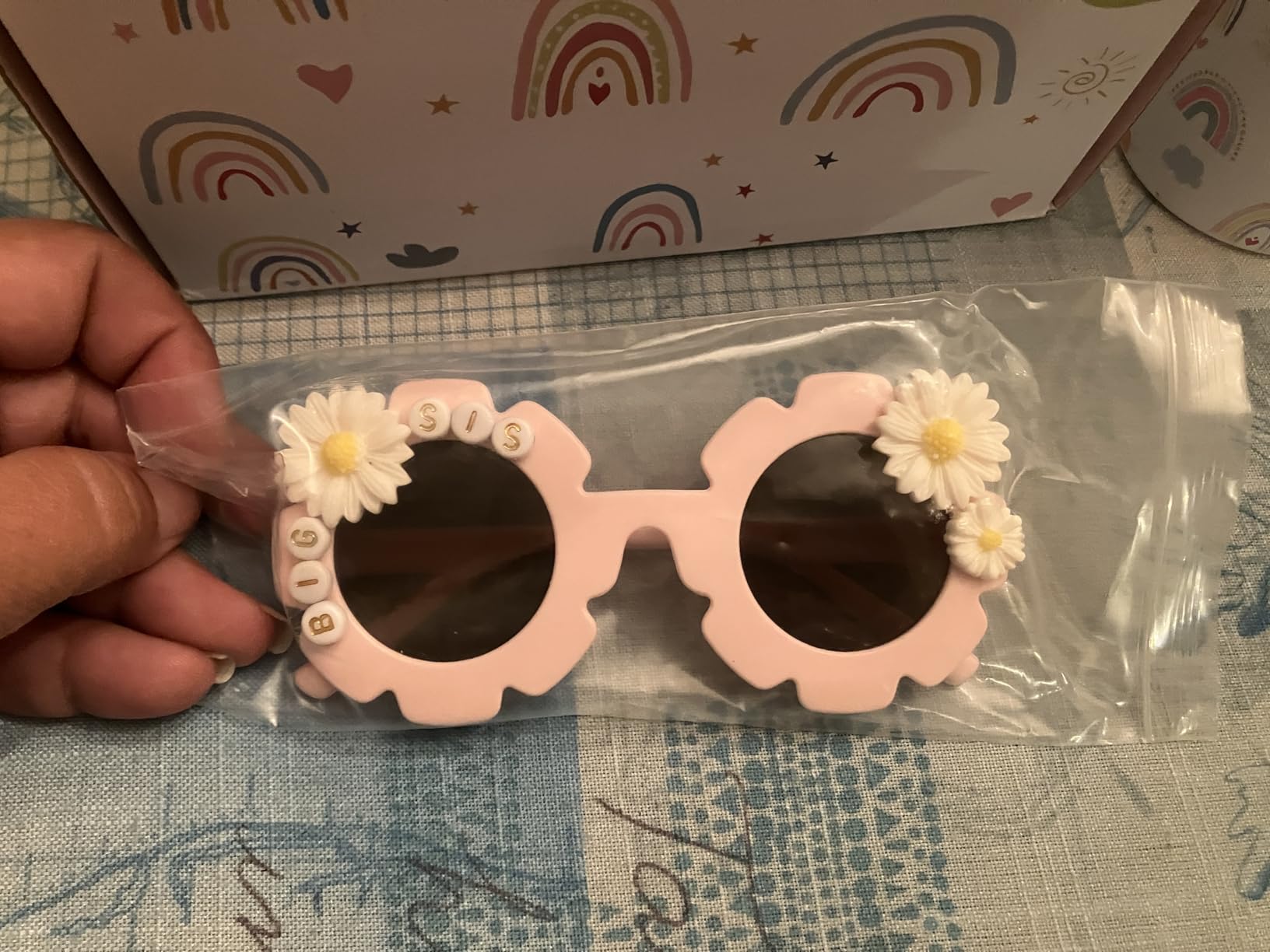 Big Sister Gift for Girls Sibling From New Baby - 12oz Stainless Steel Tumbler, Sunglasses, Canvas Tote Bag, Bracelet, Butterfly Hair Clips - Sibling Announcements & Baby Shower -5PCS - Customer Photo 2