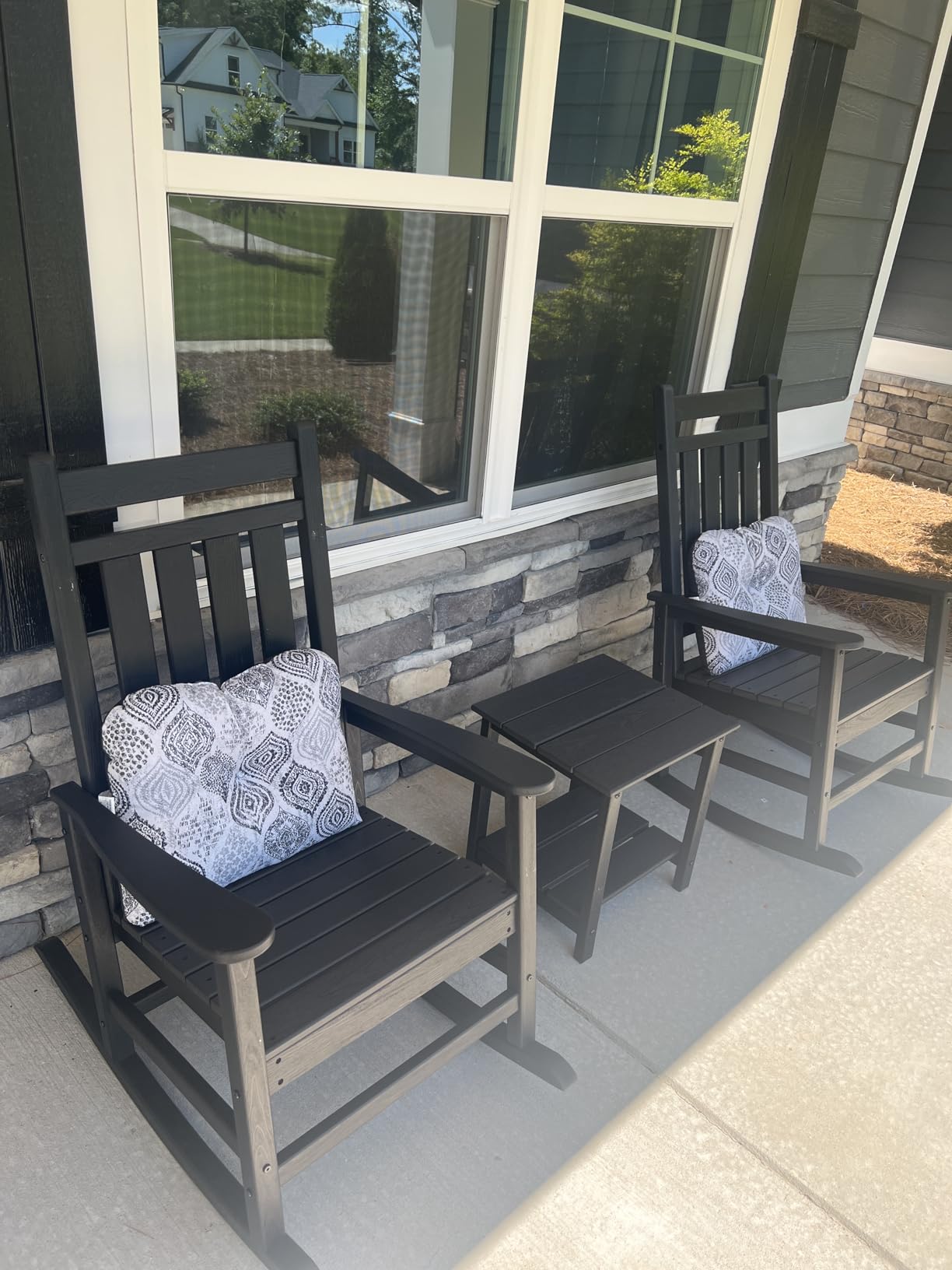Poly Lumber Rocking Chair Outdoor Set of 4- HDPE High Back Porch Rocker Chairs for Adults - All Weather Resistant Furniture for Patio - Gray - Customer Photo 1