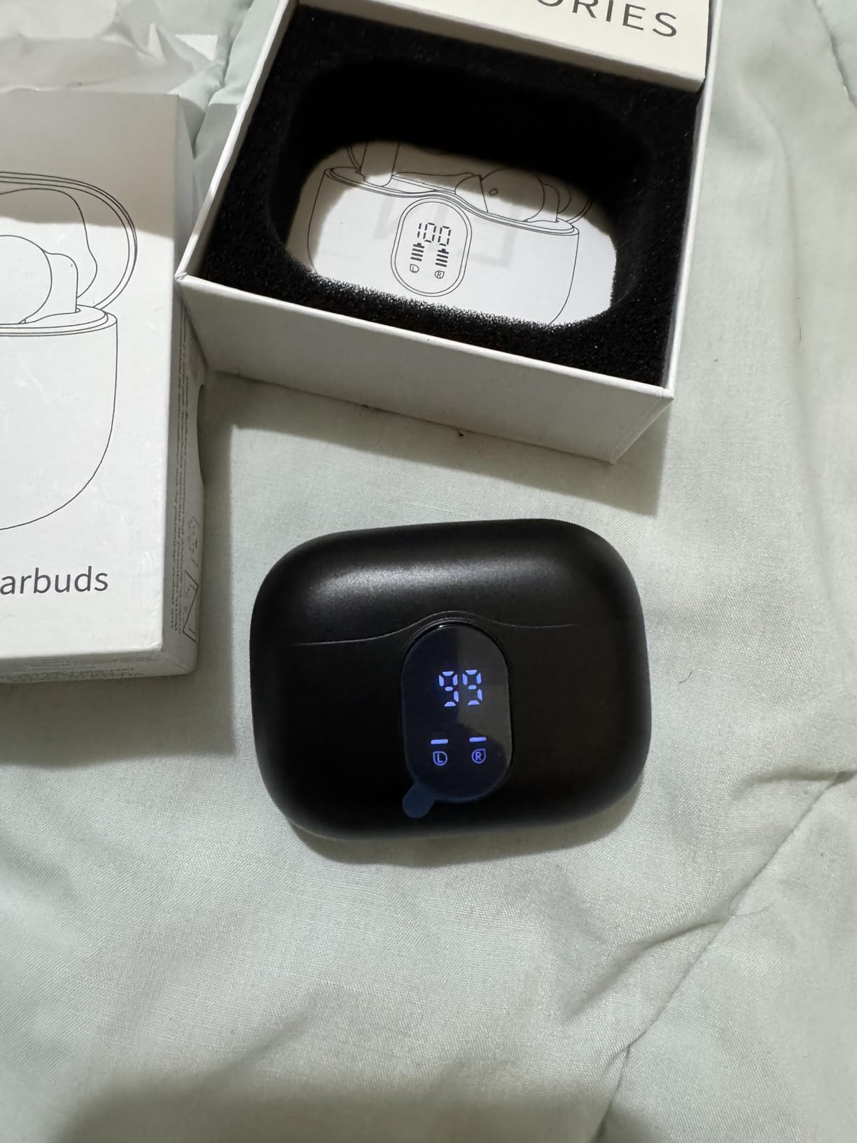 Wireless Earbuds, Bluetooth 5.4 Headphones Bass Stereo, Ear Buds with Noise Cancelling Mic, LED Display in Ear Earphones Clear Calls, IP7 Waterproof Bluetooth Earbuds for Laptop/Phones/Sports, Black Customer Review Wireless Earbuds, Bluetooth 5.4 Headphones Bass Stereo, Ear Buds with Noise Cancelling Mic, LED Display in Ear Earphones Clear Calls, IP7 Waterproof Bluetooth Earbuds for Laptop/Phones/Sports, Black - Customer Photo 2