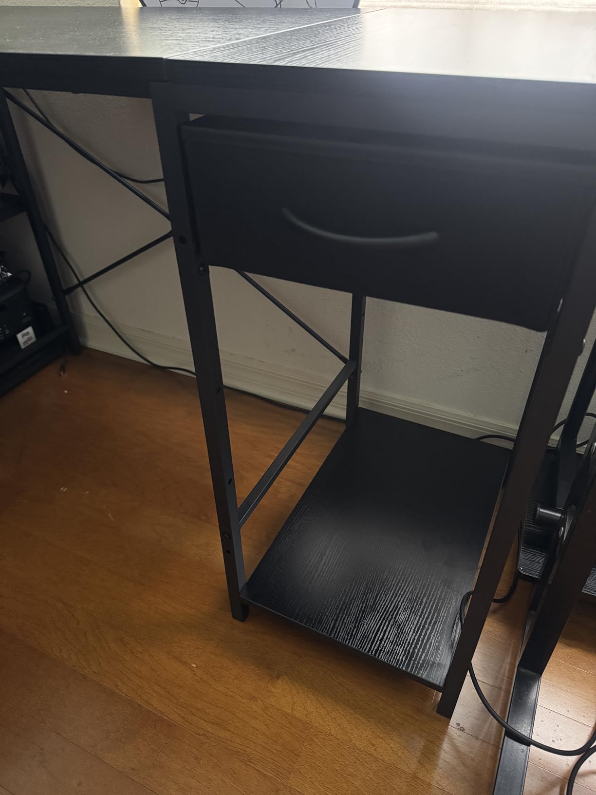 Bestier Gaming Desk with Drawer, 44 Inch Small Computer Desk with PC Shelf, Gaming Table with LED Lights for Small Spaces, Reversible Gamer Desk with Storage Bag & Side Hook, Black-RED - Customer Photo 5