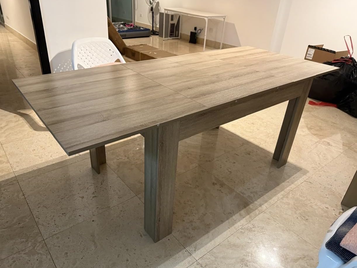 55.1-86.6 in Extendable Dining Room Table for 6-10 Person - Plank and Beam Farmhouse Large Rectangular Kitchen Tables for Living Meeting Room (Onyx Black) - Customer Photo 2