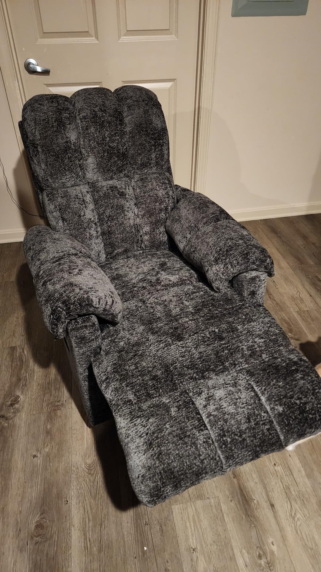 Recliner Chair, Swivel Rocker Recliner Chair for Adults, Small Recliners for Small Spaces, Upholstered Manual Recliner with Side Pockets, Nursery Rocking Chair for Living Room, Chenille, Beige - Customer Photo 1