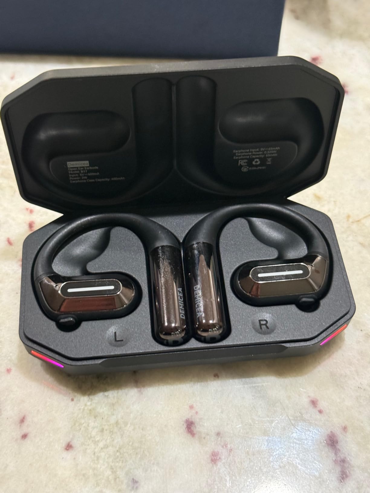 True Bone Conduction Headphones,Open-Ear Headphones,Up to 30H Playtime with Charging Case,Aurora Mode(RGB Light) IP68 Water-Resistant, AAC/SBC,Perfect for Night Running and Cycling - Customer Photo 1