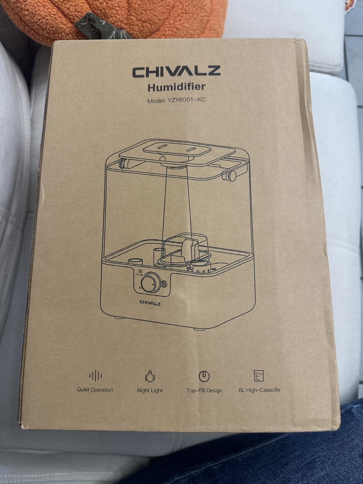 CHIVALZ Humidifiers for Bedroom, 6L Cool Mist Humidifiers for Baby Nursery, 26dB Quiet, 50H Runtime, Top Fill Humidifier for Large Room, Home, Plants, Nightlight, Oil Diffuser 1 Pack Black - Customer Photo 2