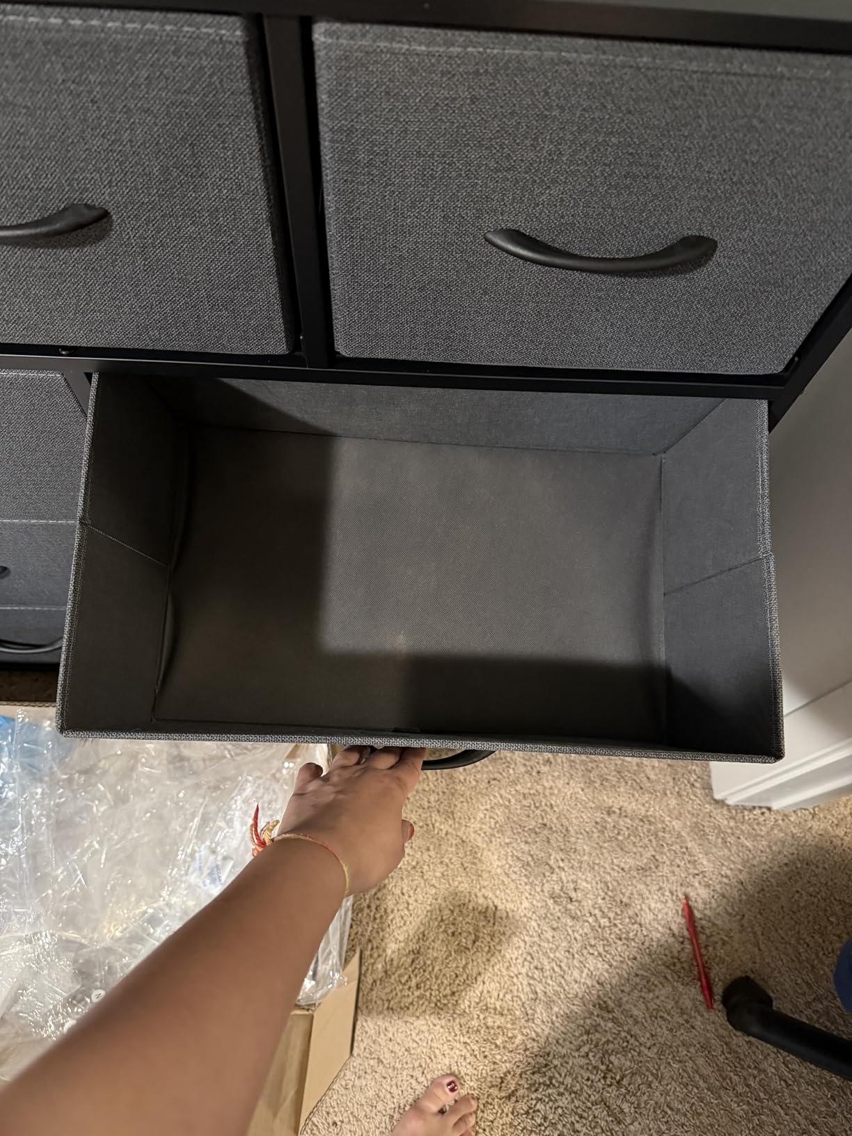 DUMOS 9 Drawer Dresser for Bedroom, Fabric Storage Organizer with Sturdy Metal Frame, Wooden Top Chest of Drawers for Closet Nursery Entryway Guest Room, Matte Black - Customer Photo 1