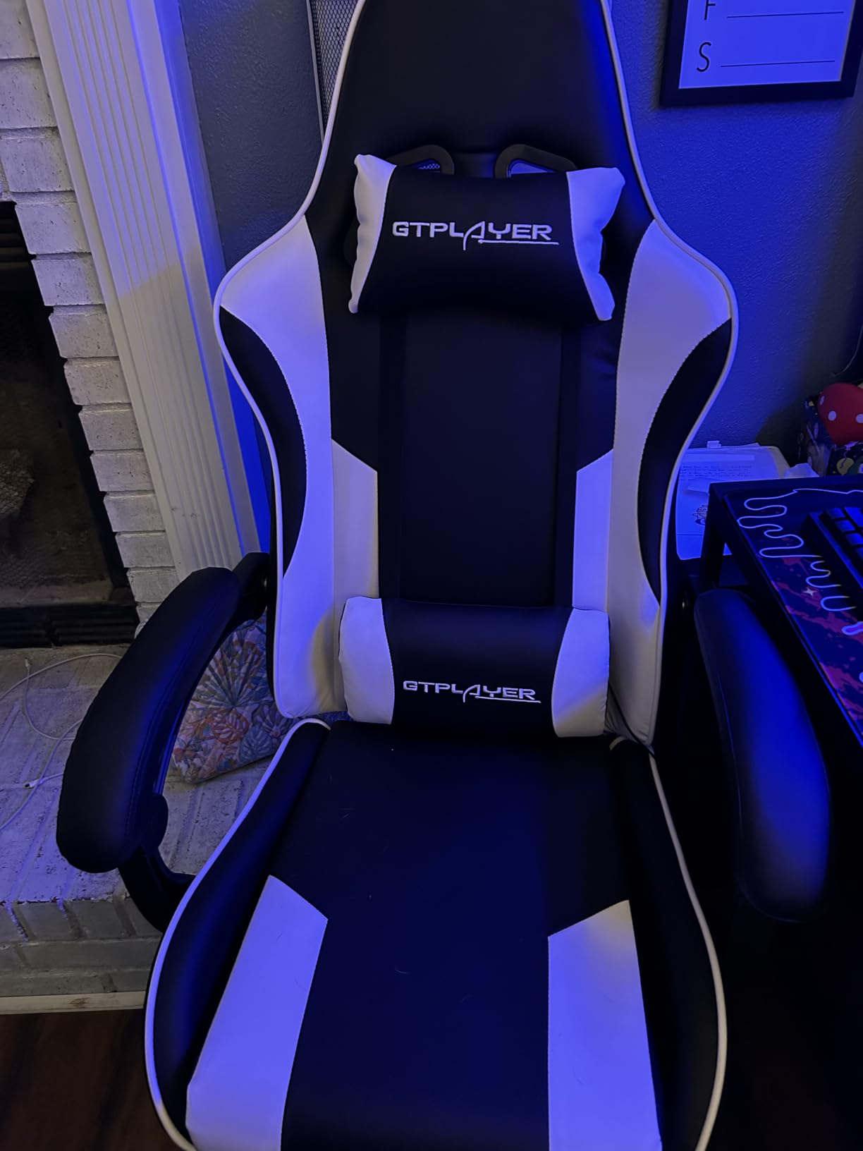 GTPLAYER Gaming Chair, Computer Chair with Footrest and Lumbar Support, Height Adjustable Game Chair with 360°-Swivel Seat and Headrest and for Office or Gaming (Snow White) - Customer Photo 3
