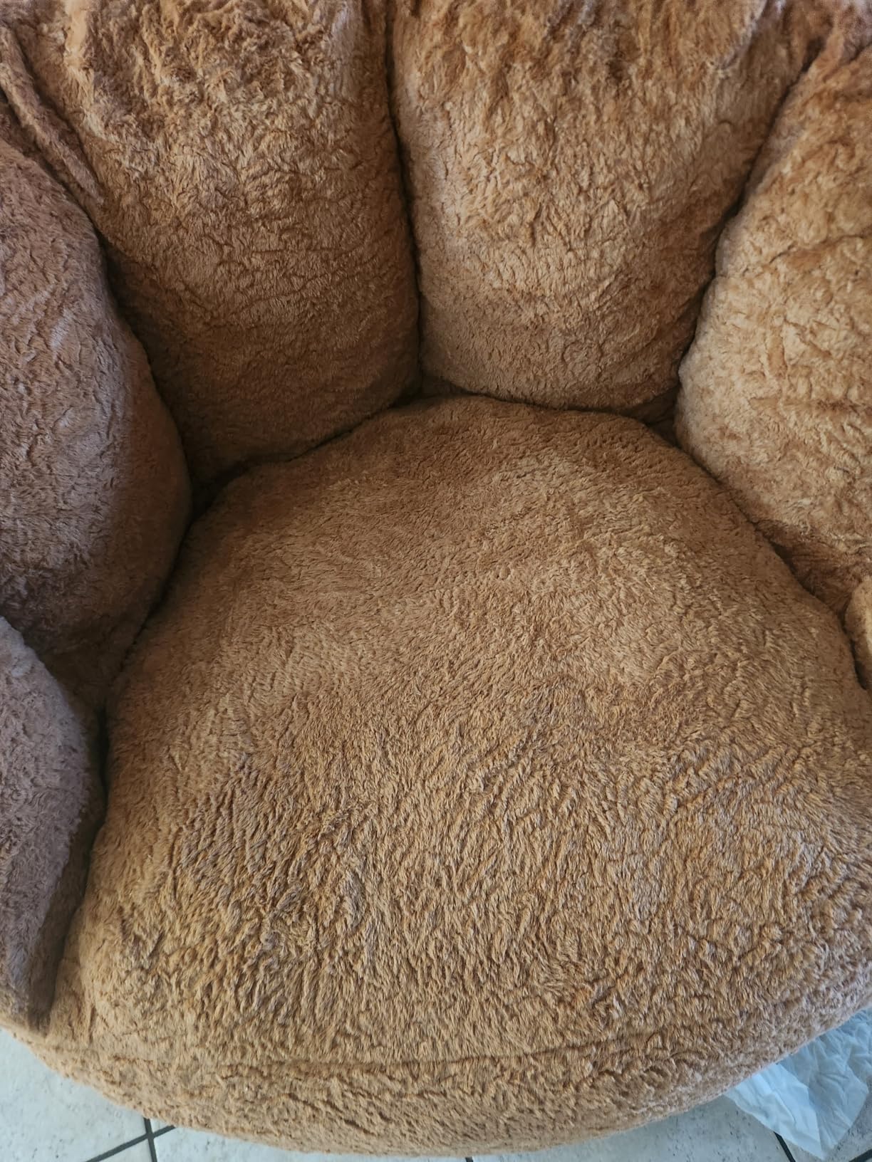 Gericco Giant Bean Bag Swivel Chair for Adults - Comfy Plush Round Shell Soft Accent Beanbag Chair, Oversized Cozy Floor Sofa Reading Chair for Living Room, Bedroom & Game Rooms, Gray - Customer Photo 4