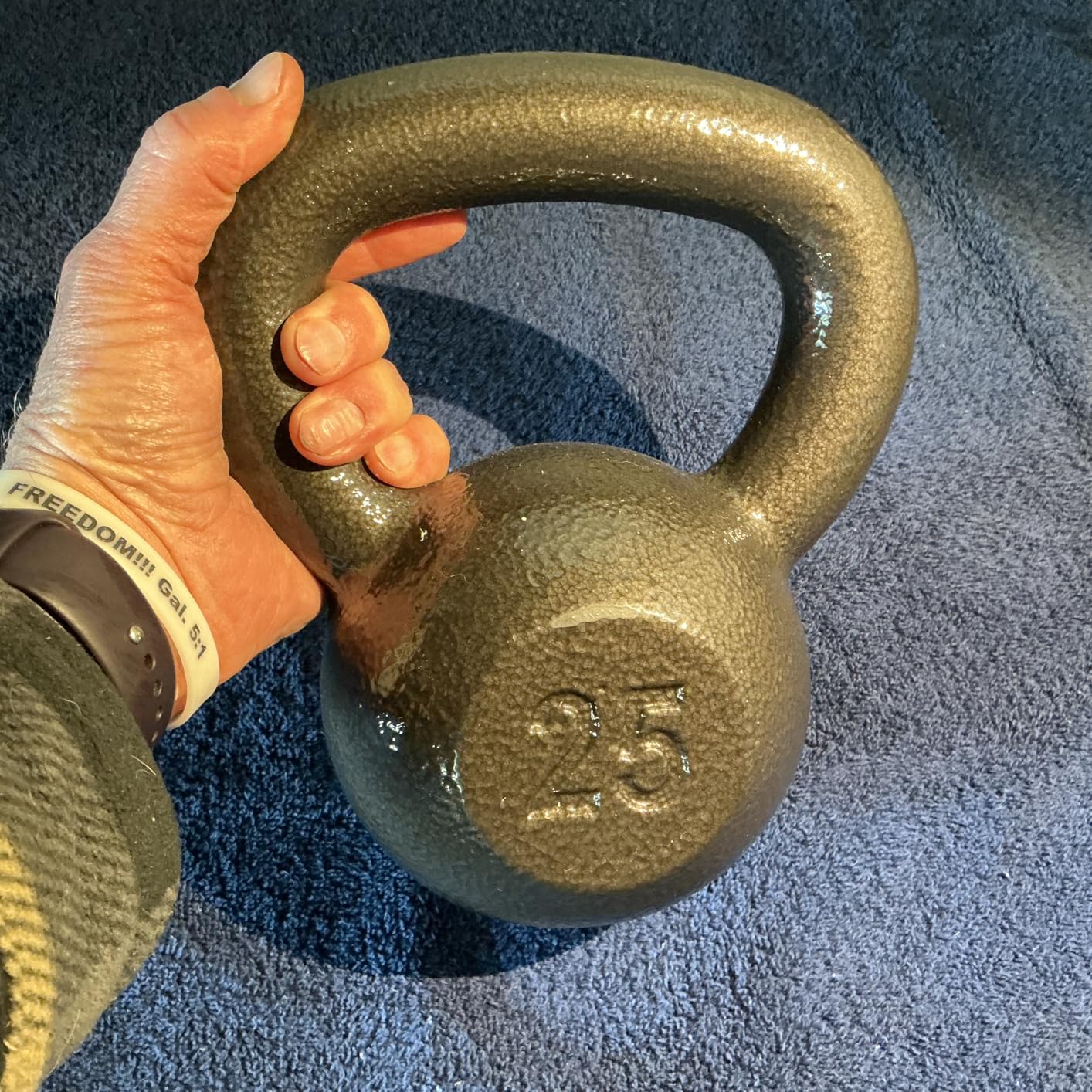 Fitvids Wide Grip 3-Piece or 4-Piece Kettlebell Exercise Fitness Weight Set, Include 5 lbs, 10 lbs, 15 lbs and 20 lbs, Set of 3 or Set of 4 - Customer Photo 1