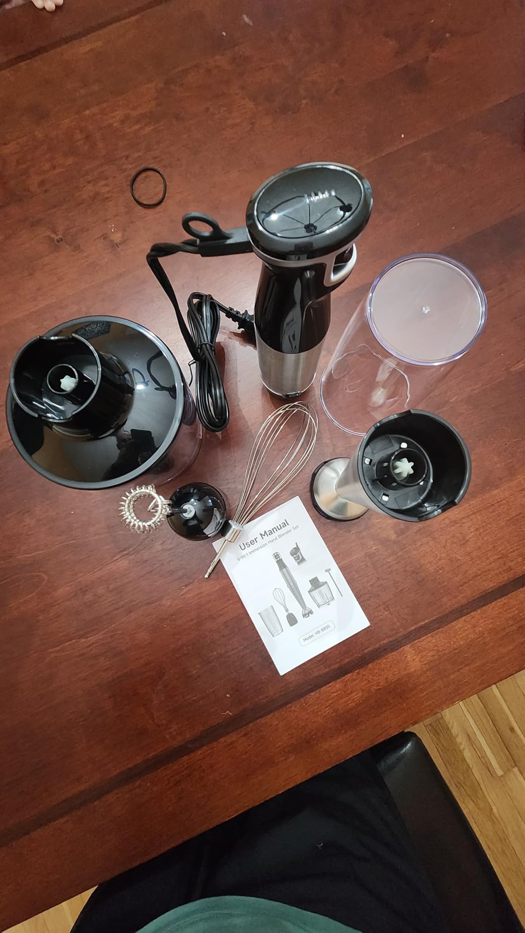 Immersion Blender Handheld Corded Hand Blenders Set 1100W, Trigger Variable Speed 5 in 1 Stick Emulsifier with Chopper, Whisk and Frother for Soup, Baby Food and Smoothies, White - Customer Photo 1