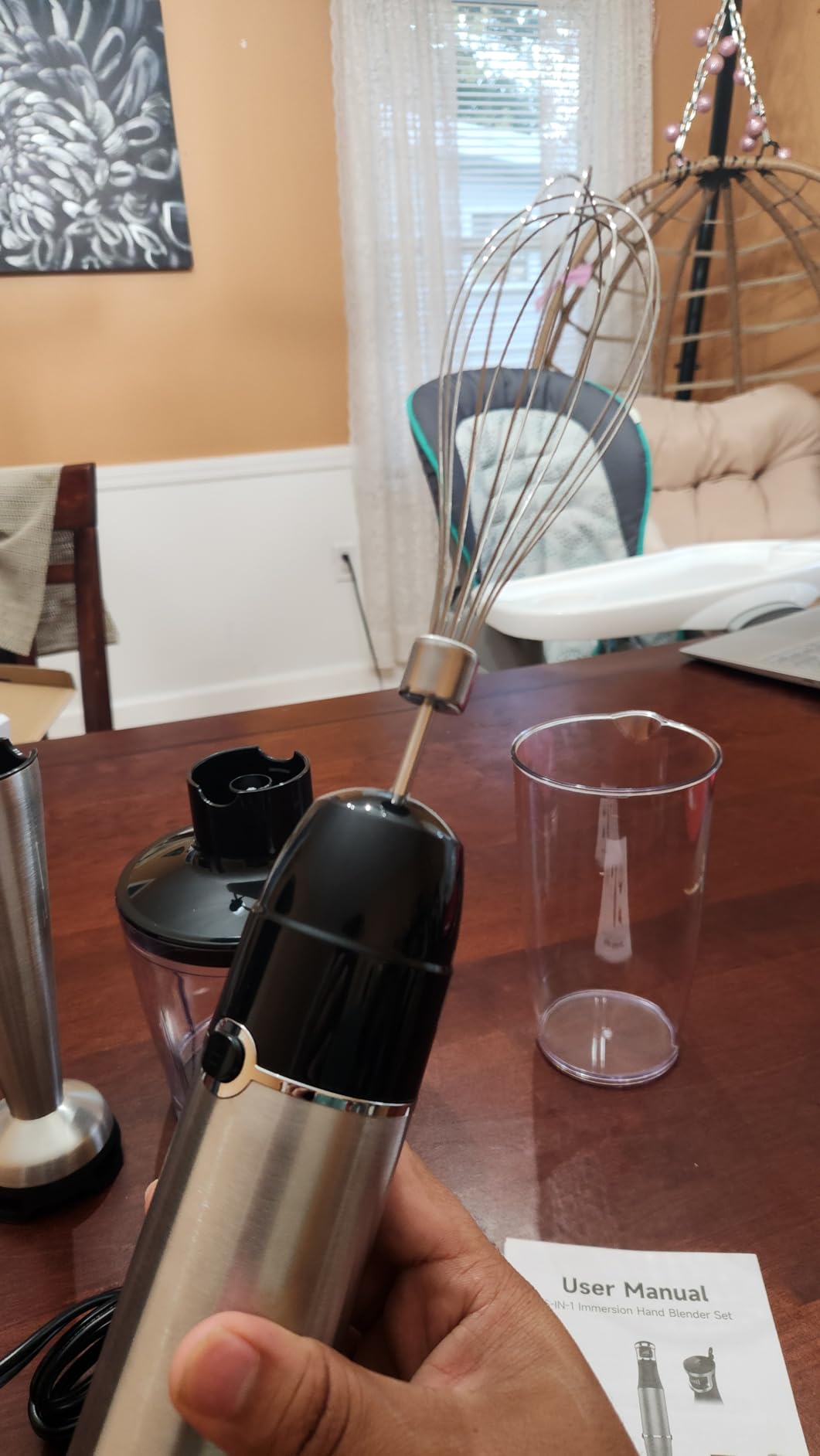 Immersion Blender Handheld Corded Hand Blenders Set 1100W, Trigger Variable Speed 5 in 1 Stick Emulsifier with Chopper, Whisk and Frother for Soup, Baby Food and Smoothies, White - Customer Photo 3