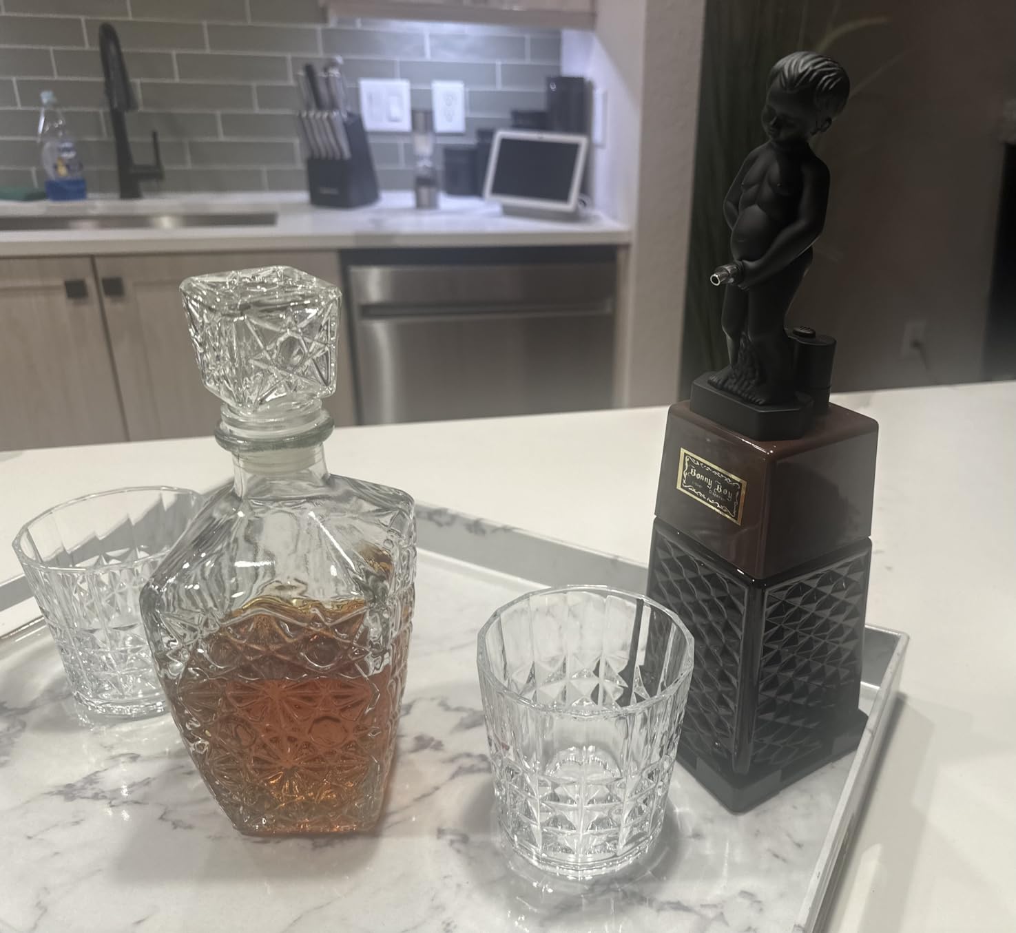 True Bonny Boy Liquor Dispenser, Novelty Drink Dispenser for Whiskey, Bourbon, Vodka, Gin, and Spirits, Fun Bar Cart Accessories for Home Bar, Man Cave, or Liquor Cabinet Decor, 16 oz, Set of 1 Customer Review True Bonny Boy Liquor Dispenser, Novelty Drink Dispenser for Whiskey, Bourbon, Vodka, Gin, and Spirits, Fun Bar Cart Accessories for Home Bar, Man Cave, or Liquor Cabinet Decor, 16 oz, Set of 1 - Customer Photo 1