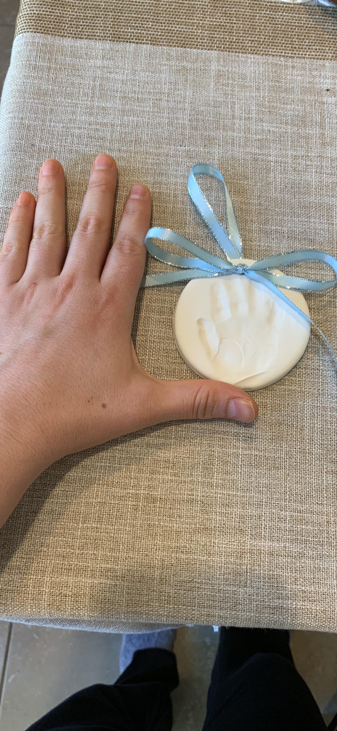 Pearhead Babyprints Ornament, Baby's First Christmas Holiday Keepsake, Newborn Handprint or Footprint Clay Kit - Customer Photo 2