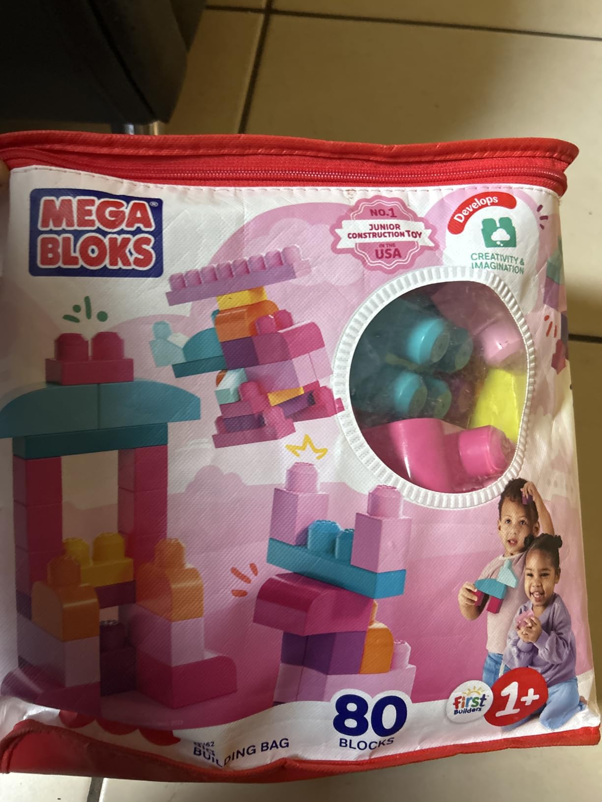 MEGA BLOKS First Builders Toddler Blocks Toys Set, Big Building Bag Collection with 80 Pieces and Storage, Pink, Ages 1+ Years Customer Review MEGA BLOKS First Builders Toddler Blocks Toys Set, Big Building Bag Collection with 80 Pieces and Storage, Pink, Ages 1+ Years - Customer Photo 2