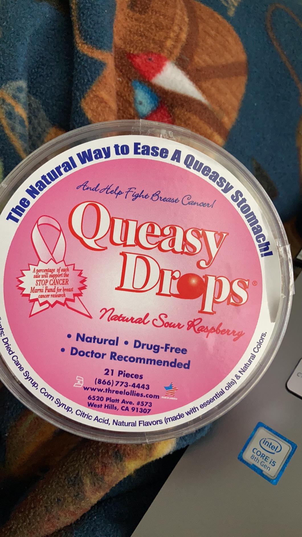 Three Lollies Queasy Drops - Ease Chemotherapy Nausea & Travel Sickness - Alleviates a Dry Mouth - Natural Ingredients - 21 ct Customer Review Three Lollies Queasy Drops - Ease Chemotherapy Nausea & Travel Sickness - Alleviates a Dry Mouth - Natural Ingredients - 21 ct - Customer Photo 3