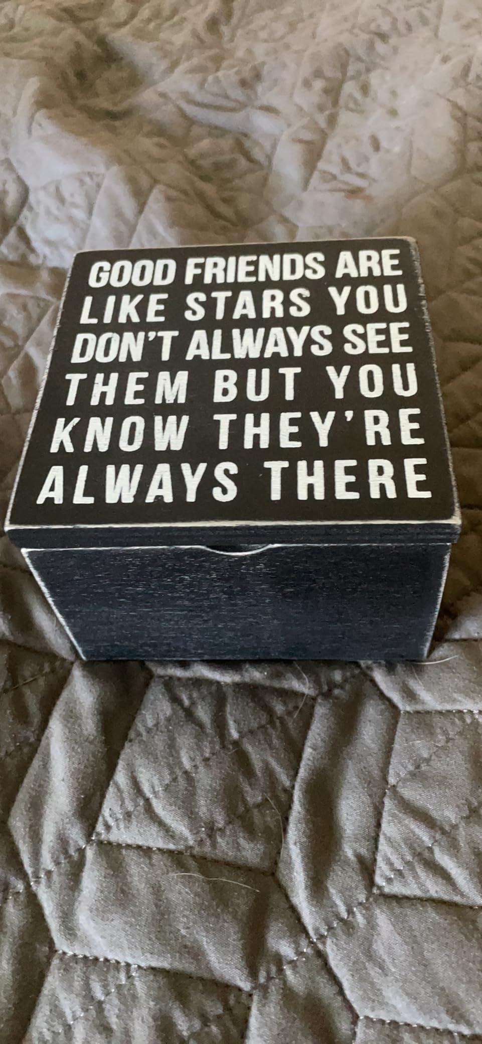 Primitives by Kathy 18192 Classic Hinged Wood Box, 4 x 4 x 2.75-Inches, Good Friends Are Like Stars - Customer Photo 2