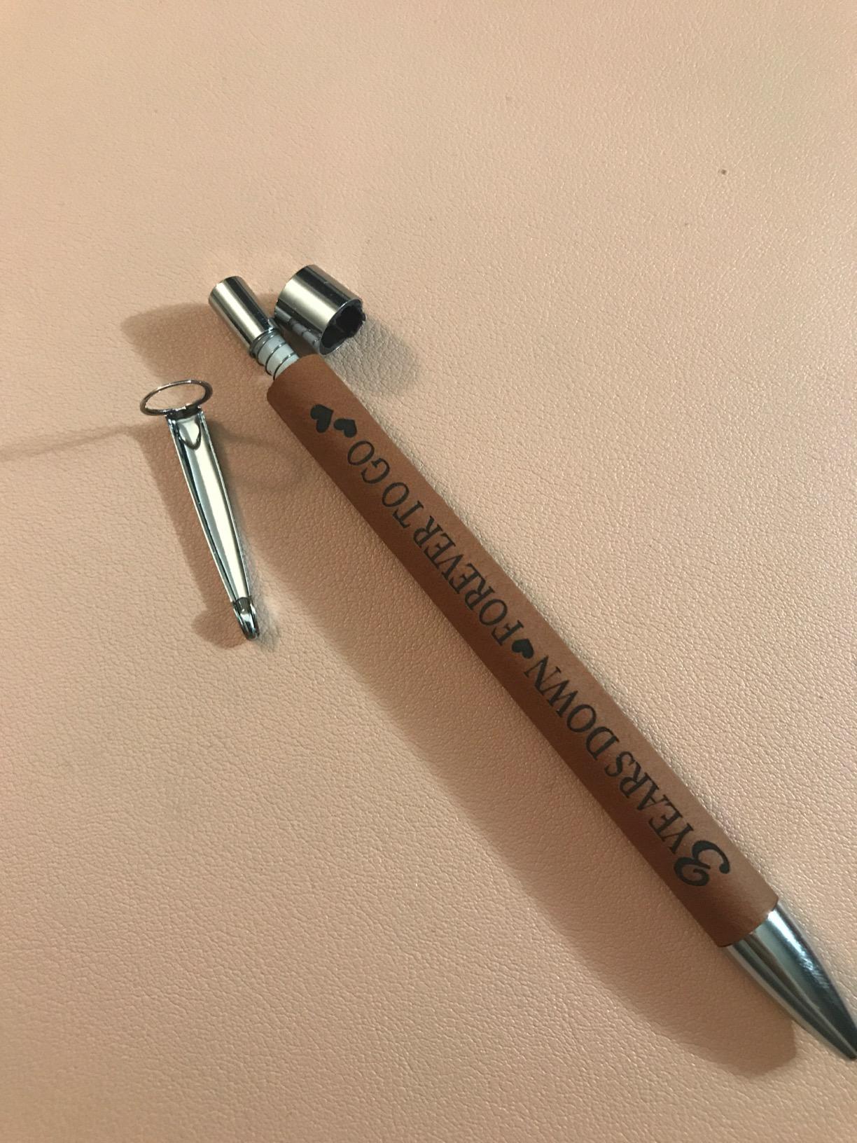 KATE POSH - 3 Years Down, Forever to Go Engraved Leather Pen, Our 3rd Wedding Anniversary, 3 Years as Husband & Wife, Gifts for Her, Him & Couples, Marriage (Rawhide) - Customer Photo 2