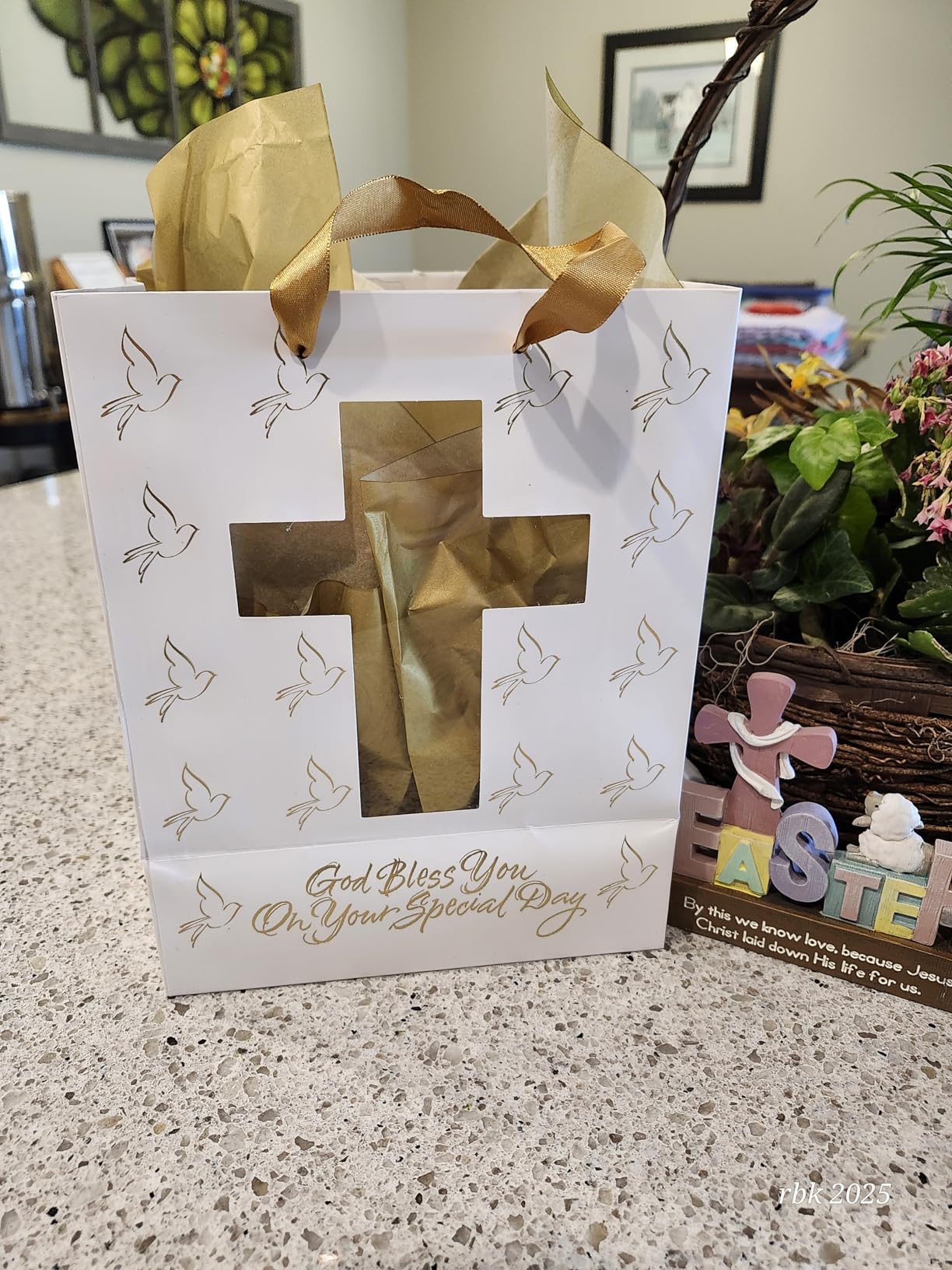 DaySpring Confirmation Communion Gold Cross Gift Bag - Medium - Customer Photo 1