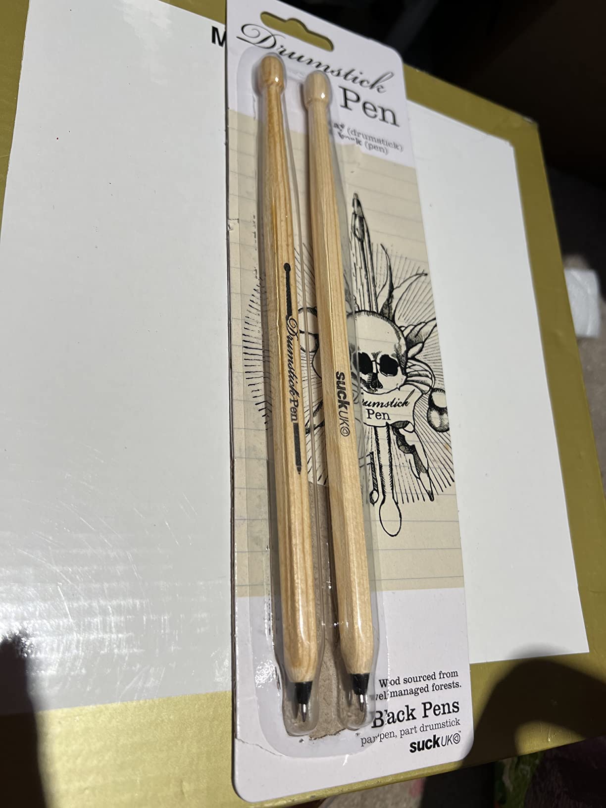 Suck UK Drumstick Pen - Drummer Gifts for Men - Gifts For Drummers - Drum Accessories - Wooden Drumstick Shaped Pen - Music Stationery Supplies - Cool Drum Kit Ballpoint Pens - Set of 2 Black - Customer Photo 2