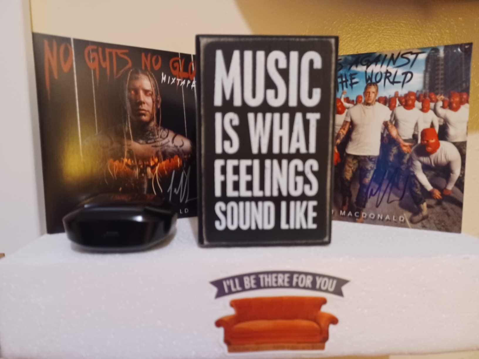 Primitives by Kathy Box Sign - Music Is What Feelings Sound Like, Black, White, 3x4.5 inches - Customer Photo 2