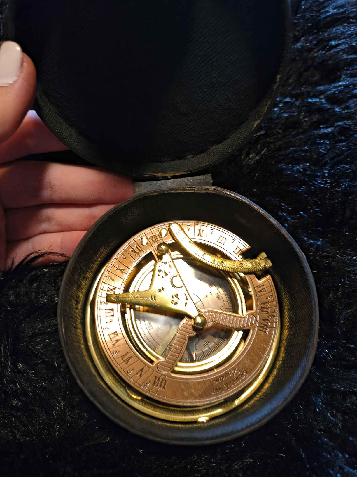 Brass Nautical - Antique Brass & Copper Sundial Compass, Sundial Clock in Box Gift Sun Clock Ship Replica Watch - Customer Photo 3