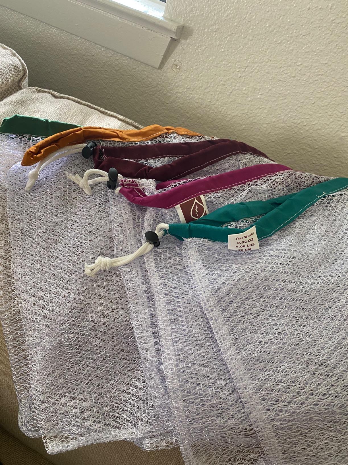 The Original Eco Friendly See Through Washable and Reusable Produce Bags - Soft Premium Lightweight Nylon Mesh Large - 12x14in - Set of 5 (Red, Yellow, Green, Blue, Purple) - Customer Photo 2