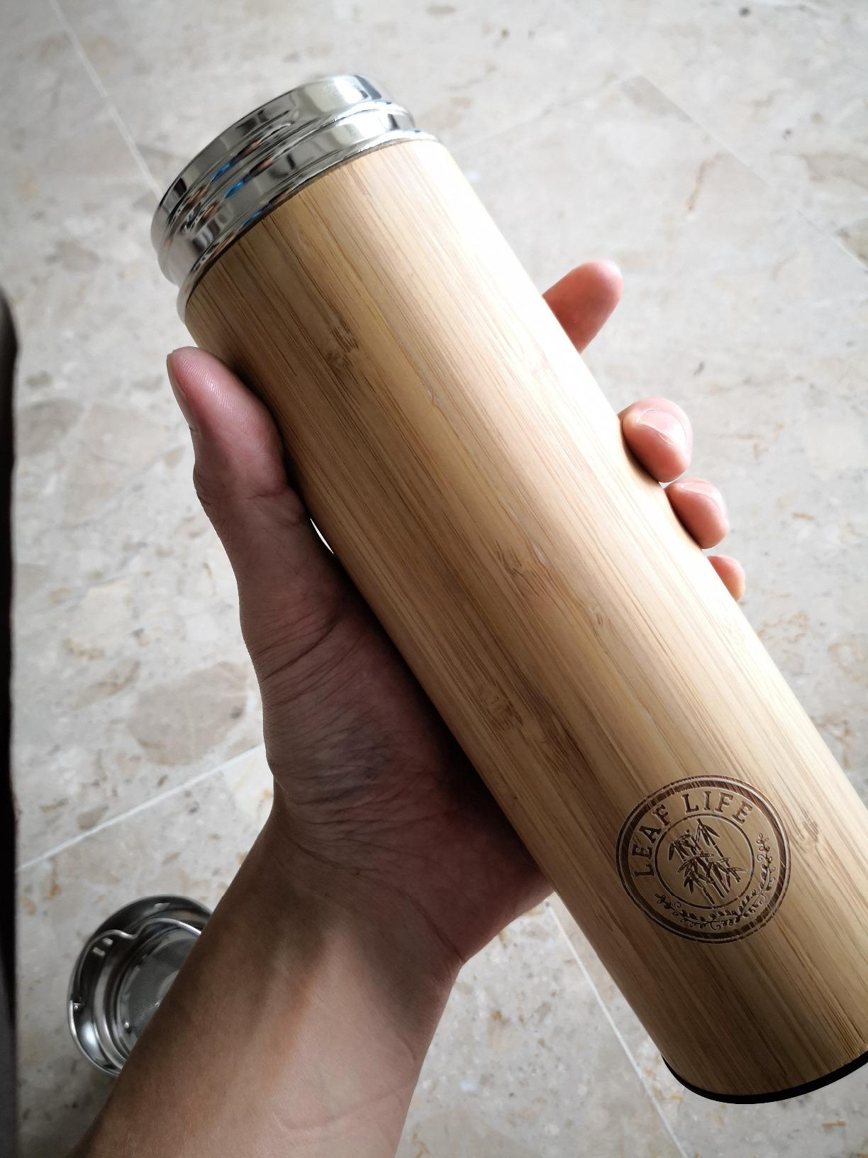 LeafLife Premium Bamboo Tea Bottle for Loose Tea - Tea Infuser Bottle - Tea Gifts - Insulated Water Bottle/Coffee Tumbler/Tea - Tea Gift Set, Tea Accessories - Tea Tumbler 17oz - Customer Photo 2