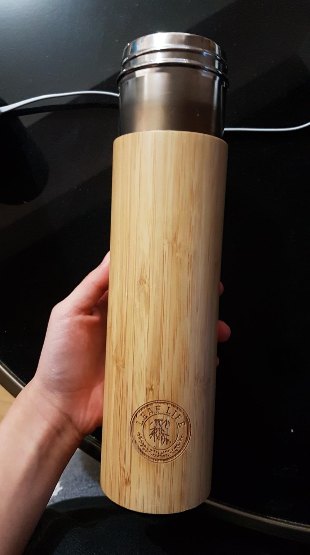 LeafLife Premium Bamboo Tea Bottle for Loose Tea - Tea Infuser Bottle - Tea Gifts - Insulated Water Bottle/Coffee Tumbler/Tea - Tea Gift Set, Tea Accessories - Tea Tumbler 17oz - Customer Photo 4