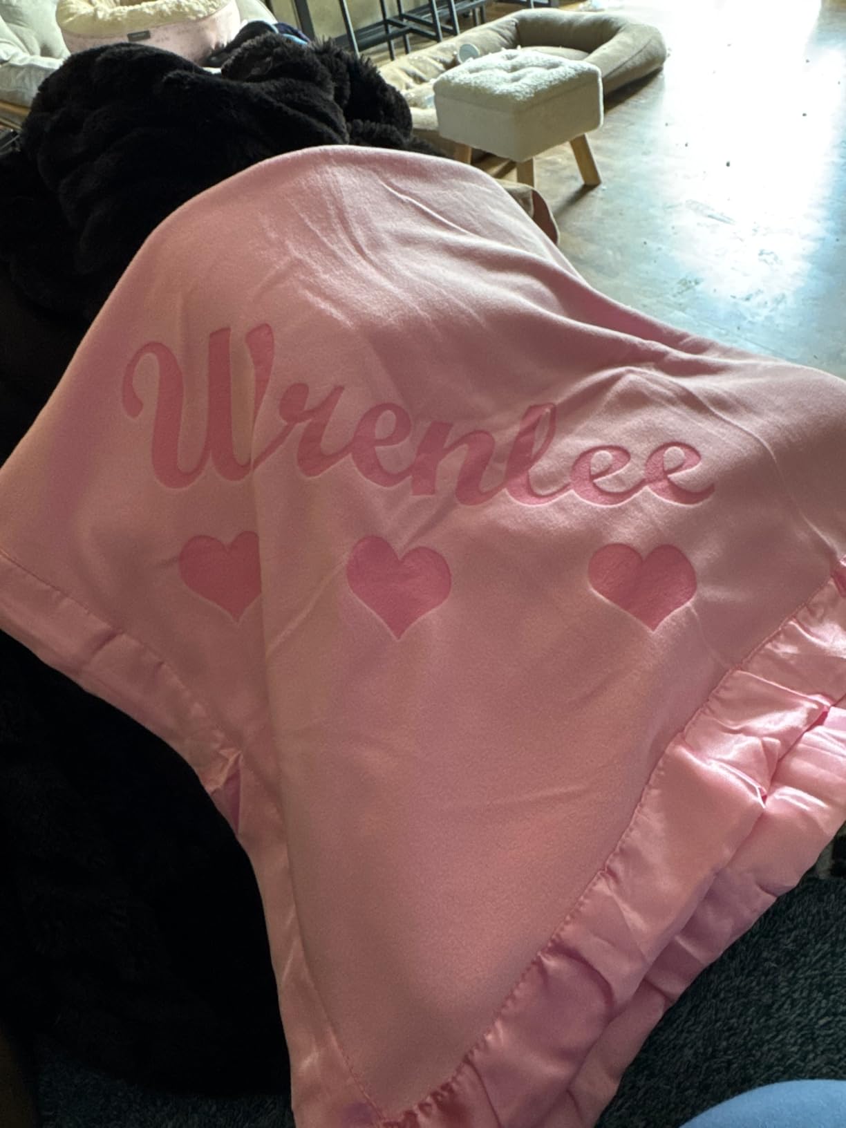 Custom Catch Personalized Baby Blanket for Girls - Pink - Newborn or Infant Gift with Name - Customer Photo 3