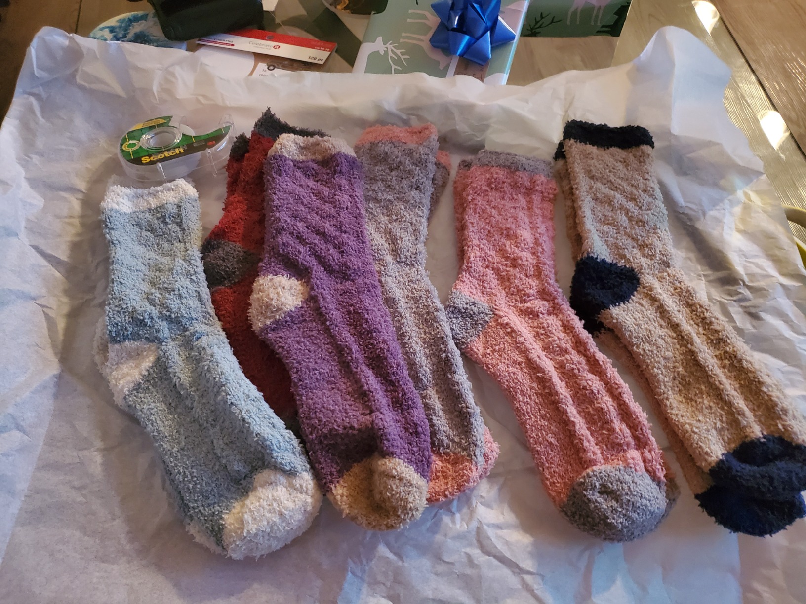 October Elf 6 Pairs Adult Christmas Holiday Socks - Warm, Cozy Fuzzy Socks With Plus Size And Anti-Slip Bottom - Customer Photo 2