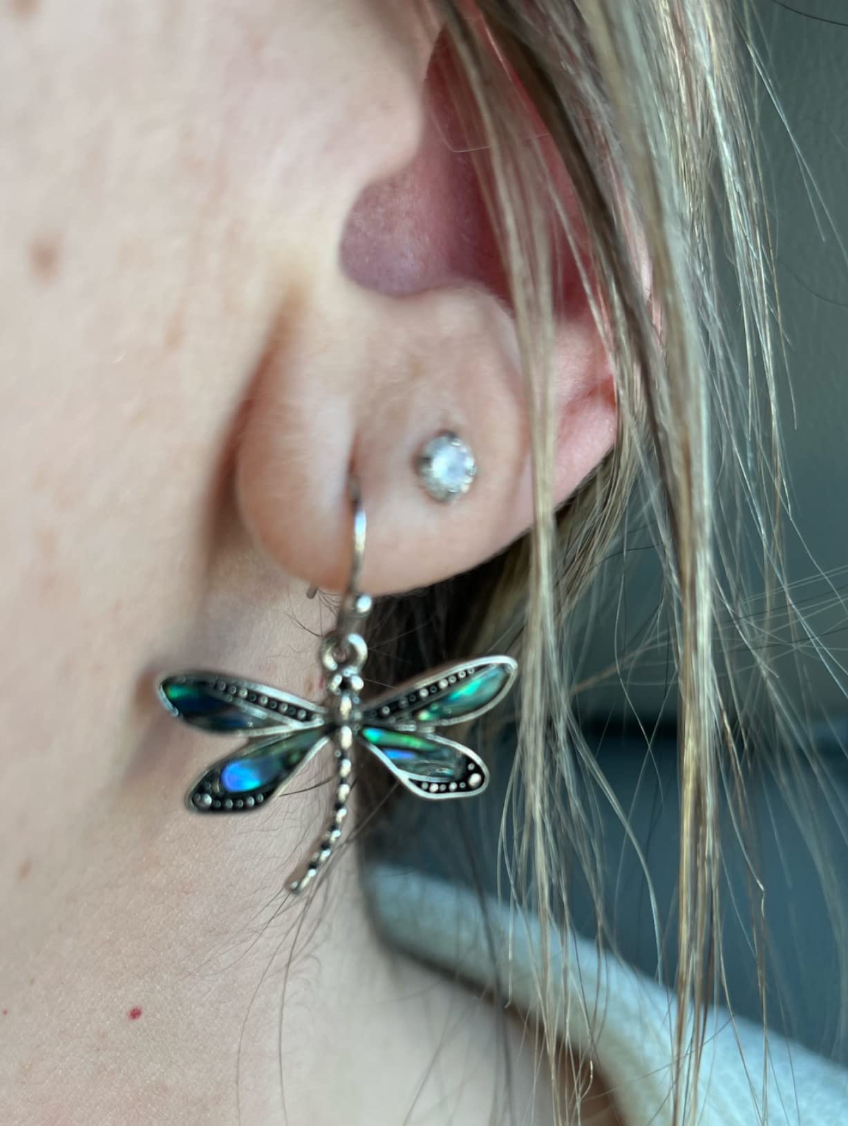 Liavy's Dragonfly Fashionable Earrings - Fish Hook - Abalone Paua Shell - Unique Gift and Souvenir - Customer Photo 3