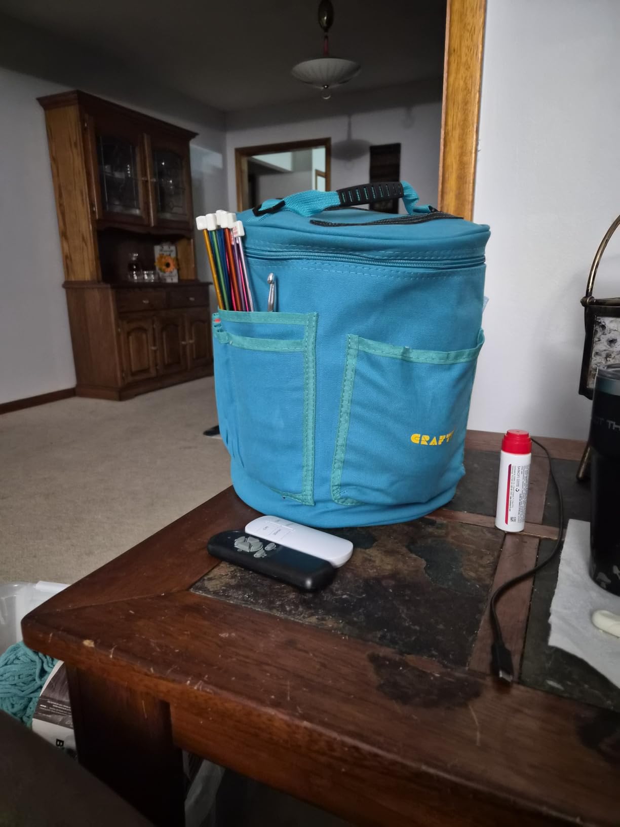 CRAFTISS Knitting Bag Yarn Storage - Christmas Gift - Durable Canvas Yarn Holder for Crochet Accessories - Organizer Crochet Bag with Knitting Accessories Case (Turquoise) Customer Review CRAFTISS Knitting Bag Yarn Storage - Christmas Gift - Durable Canvas Yarn Holder for Crochet Accessories - Organizer Crochet Bag with Knitting Accessories Case (Turquoise) - Customer Photo 1