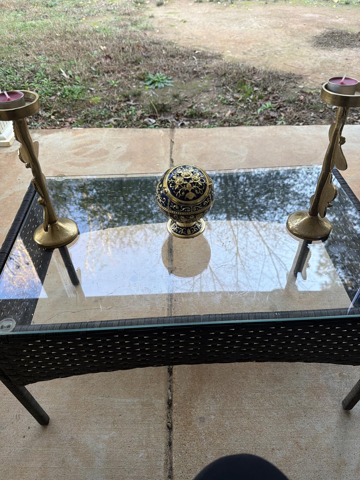 K COOL Windproof Ashtray with Lid Metal Portable Cigarettes Ashtrays for Outdoors Indoors Hand Stamped Pattern Smoking Ashtray Fancy Gift for Men Women(Jade Green) - Customer Photo 1