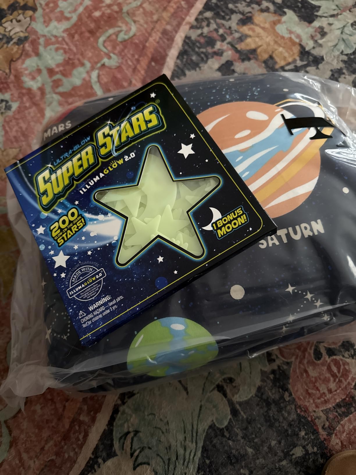 Stocking Stuffers for Kids, Glow in The Dark Stars - Includes Installation Material and Star map, 200 Glowstars, 3-5, 4-8, 8-12, 4-6, 5-7, Only Glow Stars Powered by Illumaglow2.0 - Customer Photo 1