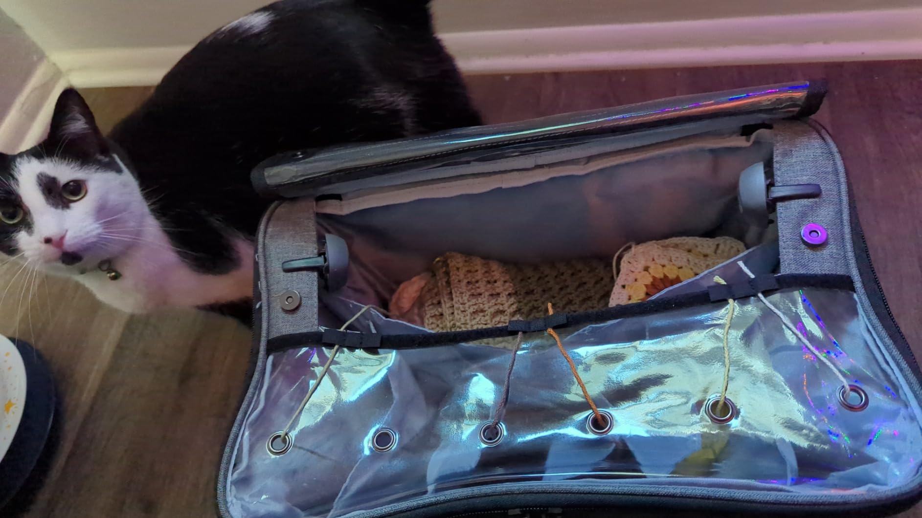 Teamoy Knitting Bag, Yarn Tote Organizer with Inner Divider (Sewn to Bottom) for Crochet Hooks, Knitting Needles(Up to 14 Teamoy Knitting Bag, Yarn Tote Organizer with Inner Divider (Sewn to Bottom) for Crochet Hooks, Knitting Needles(Up to 14