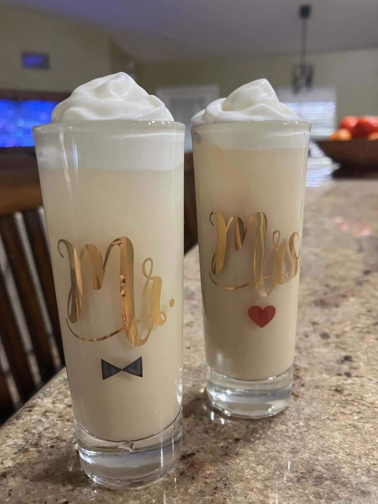 BLUE PANDA Mr & Mrs Shot Glasses - 2-Pack Clear 2 Oz Stemless - Bride & Groom Shot Glasses Set - Customer Photo 1