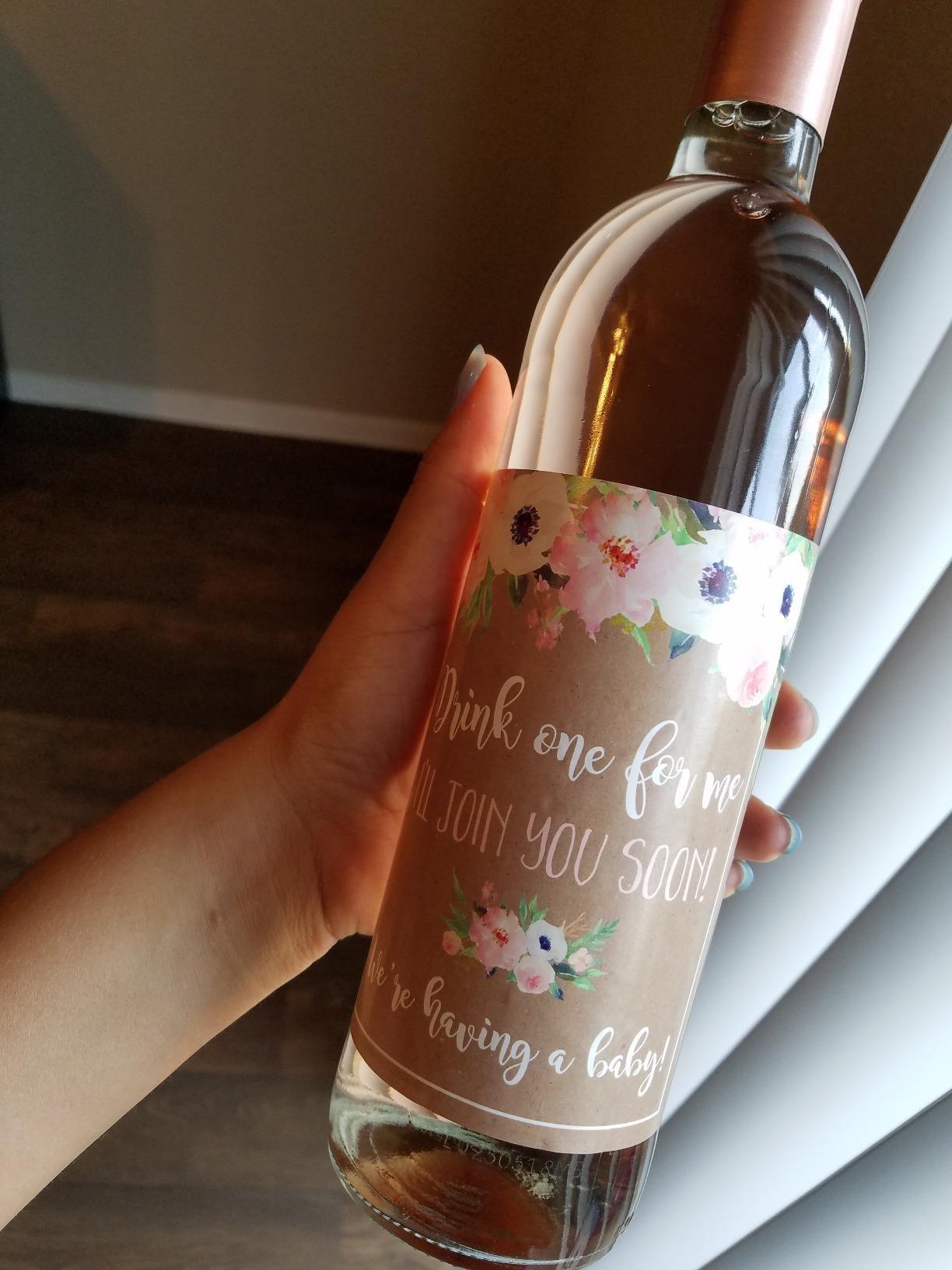 8 Pregnancy Announcement Gifts, Announcing New Baby Reveal, Funny Wine Bottle Labels or Stickers For Parents to Grandparents, Brothers Sisters Promoted to Aunts Uncles, Surprise Best Friends Expecting - Customer Photo 2