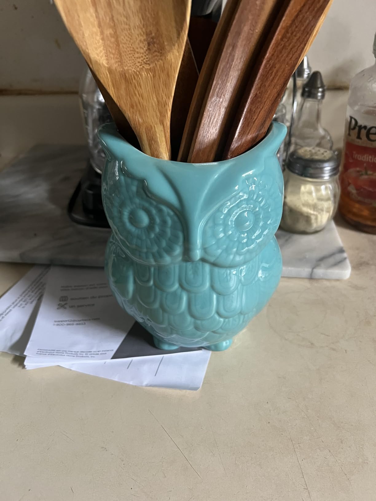 Comfify Owl Utensil Holder Decorative Ceramic Cookware Crock & Organizer, in Lovely Grey Color - Utensil Caddy and Perfect Kitchen Ceramic Décor Gift - 5 Comfify Owl Utensil Holder Decorative Ceramic Cookware Crock & Organizer, in Lovely Grey Color - Utensil Caddy and Perfect Kitchen Ceramic Décor Gift - 5