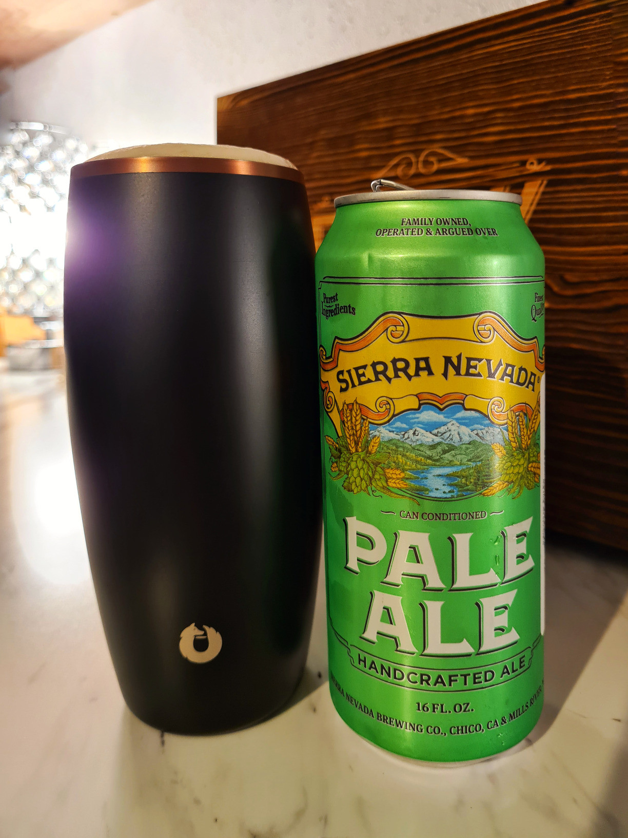 SNOWFOX Premium Vacuum Insulated Stainless Steel Beer Glass, Home Bar Accessories, Elegant Bartending, Lightweight Pint Glasses, Sleek Drinkware, Frosty Beverages Stay Cold, 18oz, Set of 2,Olive Grey - Customer Photo 3