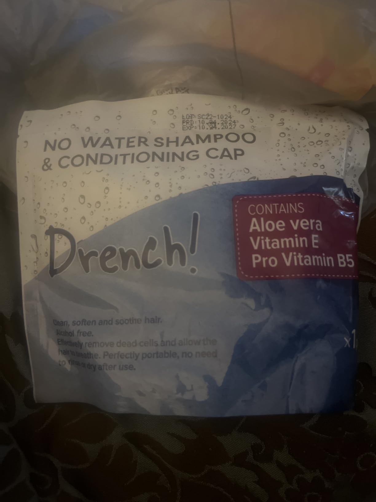 Drench Shampoo Caps No Rinse - Waterless Shampoo Cap and Conditioner - Dry Hair Wash Caps for Elderly or Bedridden - Contains Aloe Vera, Vitamin E and Provitamin B5-6 Counts - Customer Photo 2