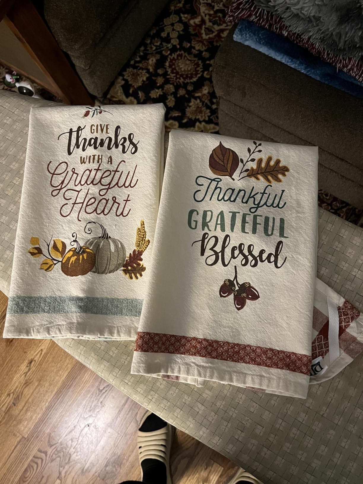 DII Fall Kitchen Towels for Kitchen Decorative Cotton Dish Towel Set, 18x28, Grateful Heart, 2 Count - Customer Photo 1